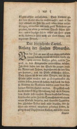Das dreyzehende Capitel. Anfang der fünften Monarchie.