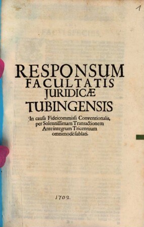 Responsum Facultatis iuridicae Tubingensis in causa Fidei commissi conventionalis