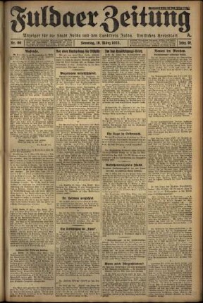 Erste Ausgabe vom Sonntag, den 19. März 1933.