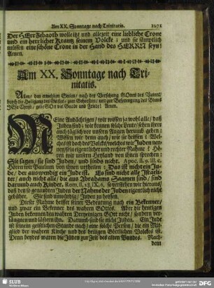 Am XX. Sonntage nach Trinitatis