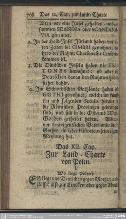 Das XII. Cap. Zur Land-Charte von Polen