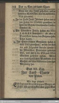 Das XII. Cap. Zur Land-Charte von Polen