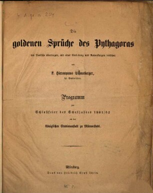 Die goldenen Sprüche des Pythagoras