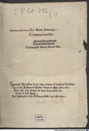 Gabriel super primo sententiarum, 4. Gabriel in quartum librum sententiaru[m]