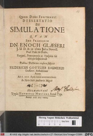 Dissertatio De Simulatione