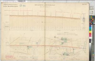 Bahnlinie Münster-Rheda-Lippstadt: Nivellements- und Situationsplan, Blatt 2: km 3,000 bis km 5,000, M. 1:2.500 und M. 1:250 Vp.: Hannover, Münster