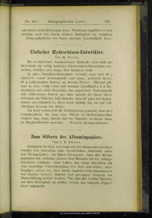 Einfacher Hydrochinon-Entwickler