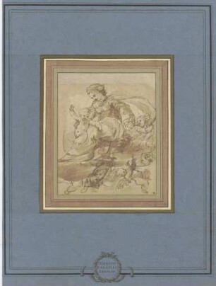 Muttergottes von Engeln getragen auf Wolken