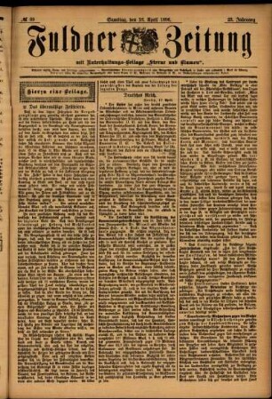 Erste Ausgabe vom Samstag, den 18. April 1896.