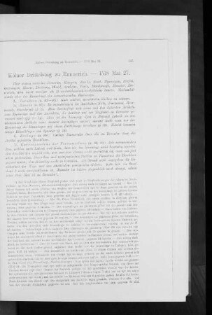 Kölner Drittelstag zu Emmerich. - 1518 Mai 27.