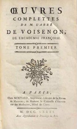 Oeuvres Complettes De M. L'Abbé De Voisenon, De L'Académie Francoise. 1