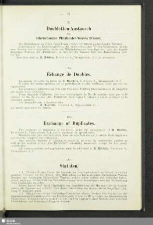 IX. Doubletten-Austausch