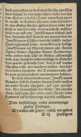 Von bestellynge unde annemynge guder Prediger.