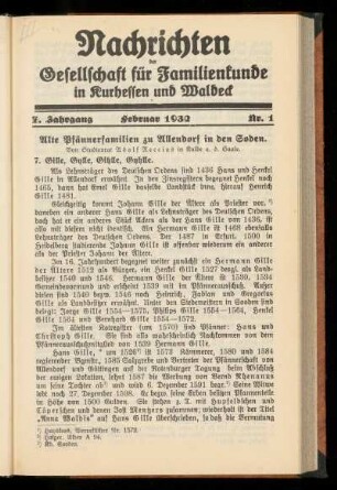 7. Jahrgang, Nr. 1, Februar 1932