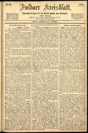 Ausgabe vom Samstag, den 08. November 1873.