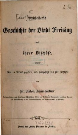 Meichelbeck's Geschichte der Stadt Freising und ihrer Bischöfe