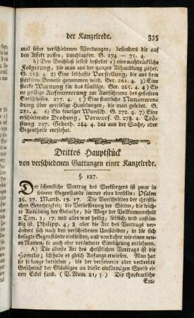 335-352, Drittes Hauptstück von verschiedenen Gattungen einer Kanzelrede
