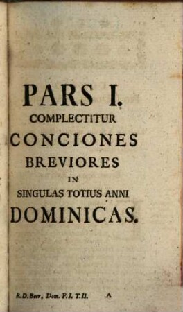 Concionator Extemporaneus In Dominicas Et Festa Per Annum, 2,1. Pro Dominicis Per Annum