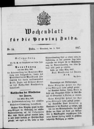 Nr. 14, Ausgabe vom 3. April 1847