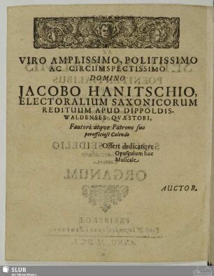 Viro amplissimo... [Widmung]