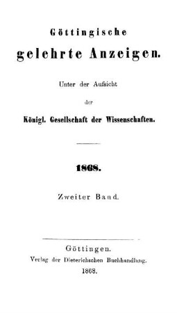 1868,2: Göttingische gelehrte Anzeigen