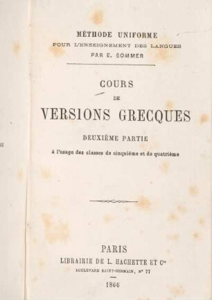 2: Cours de versions grecques