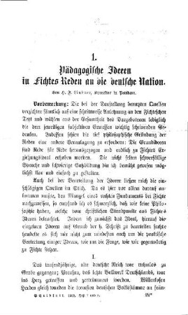 Pädagogische Ideeen in Fichtes Reden an die deutsche Nation