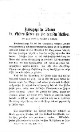 Pädagogische Ideeen in Fichtes Reden an die deutsche Nation