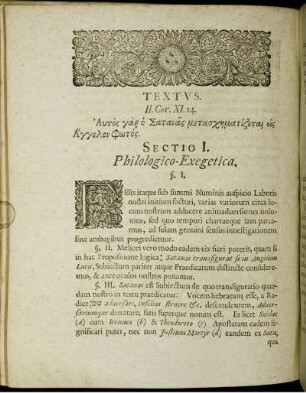 Sectio I. Philologico-Exegetica.