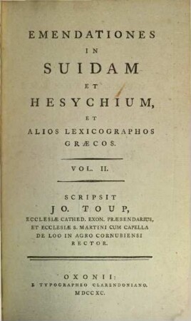Emendationes in Suidam et Hesychium, et alios lexicographos graecos. 2