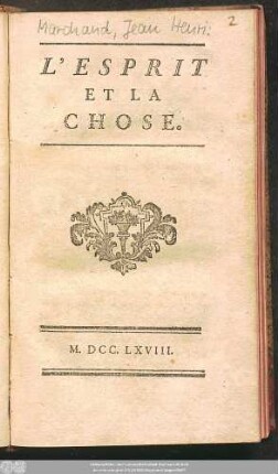 L' Esprit Et La Chose