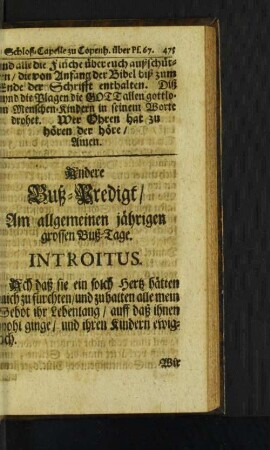 Andere Buß-Predigt Am allgemeinen jährigen Buß-Tage.