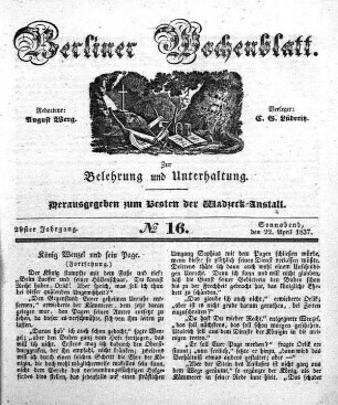 No. 16, Sonnabend, den 22. April 1837.