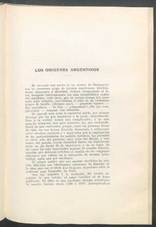 Los orígenes argentinos