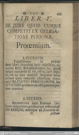 Liber V. De Iure Quod Cuique Competit Ex Obligatione Personae