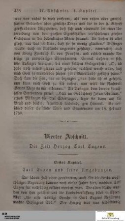 Vierter Abschnitt. Die Zeit Herzog Carl Eugens.