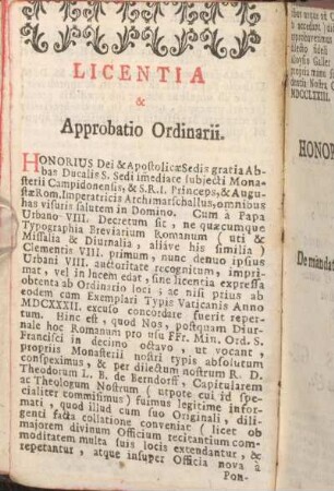 Licentia & Approbatio Ordinarii.