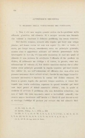 Appendice seconda. Il silenzio nella conclusione dei contratti