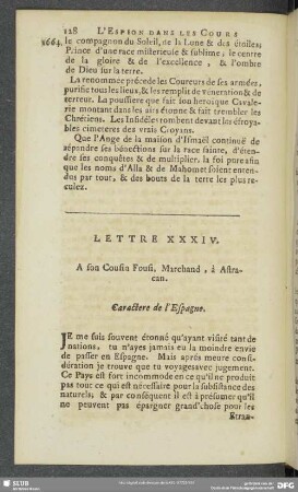 Lettre XXXIV. A son Cousin Fousi, Marchand , à Astracan