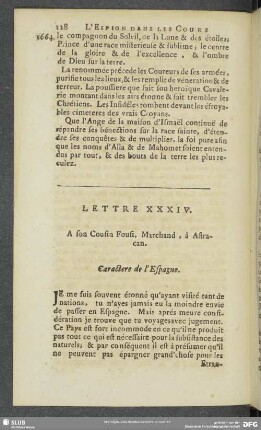 Lettre XXXIV. A son Cousin Fousi, Marchand , à Astracan
