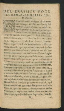 Des. Erasmus Roderodamus, De Metris Comicis.