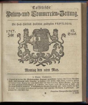 18. Stueck, Montag den 2ten May 1757
