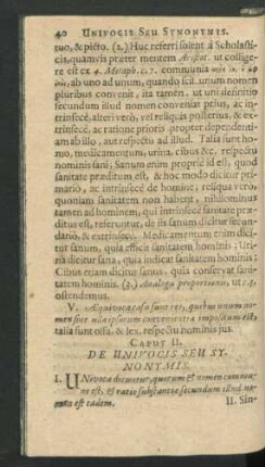 Caput II. De Univocis Seu Synonymis.