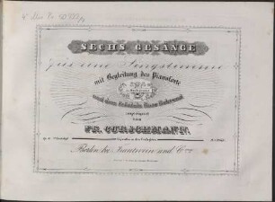 Sechs Gesänge mit Begleitung des Pianoforte : op. 14