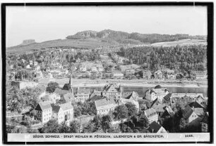 Sächsische Schweiz, Stadt Wehlen mit Pötzscha. Lilienstein und Großer Bärenstein