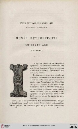 19: Musée rétrospectif, [1], Le Moyen Âge : Union Centrale des Beaux-Arts Appliqués à l'Industrie