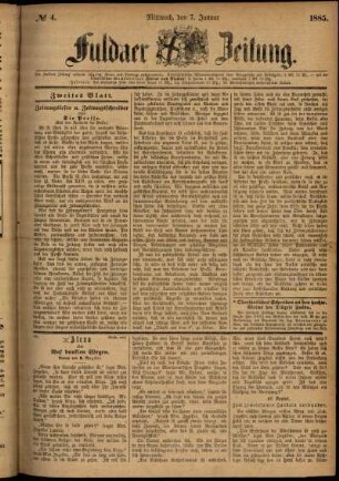 Ausgabe vom Mittwoch, den 07. Januar 1885.