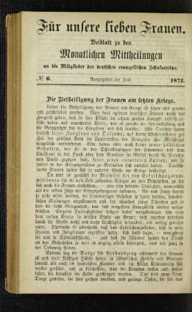 ¬Die¬ Betheiligung der Frauen am letzten Kriege