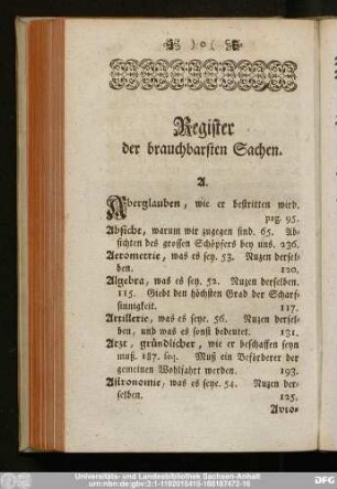 Register der brauchbarsten Sachen.