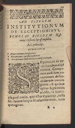 Ad titulum institutionum de exceptionibus.